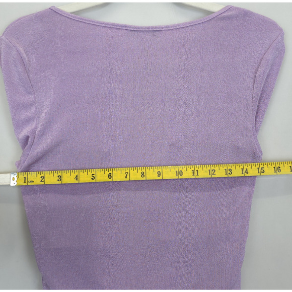 Pretty Garbage Top Embellish Jewel Trim Keyhole Front Women L Lilac Festive - Picture 6 of 10